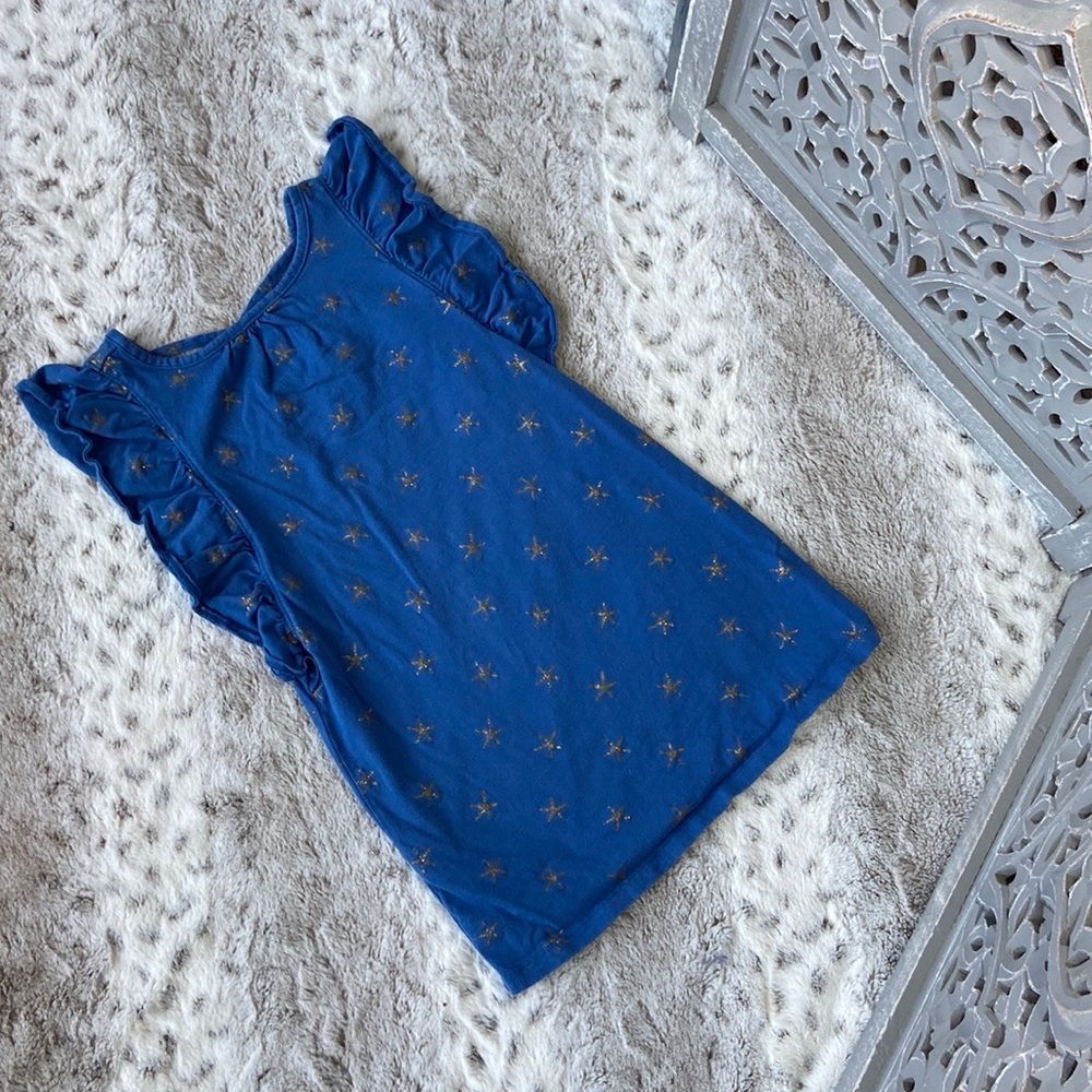 Tea Collection blue dress girls 4T ruffles sparkly sea stars beach garden party